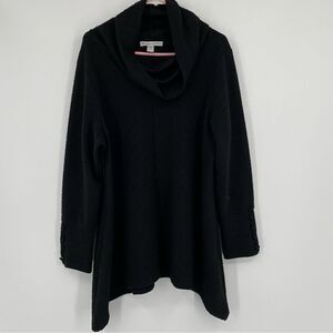 New York Laundry Women’s Long Sleeve Cowl Neck Ribbed Knit Black Tunic Size XL